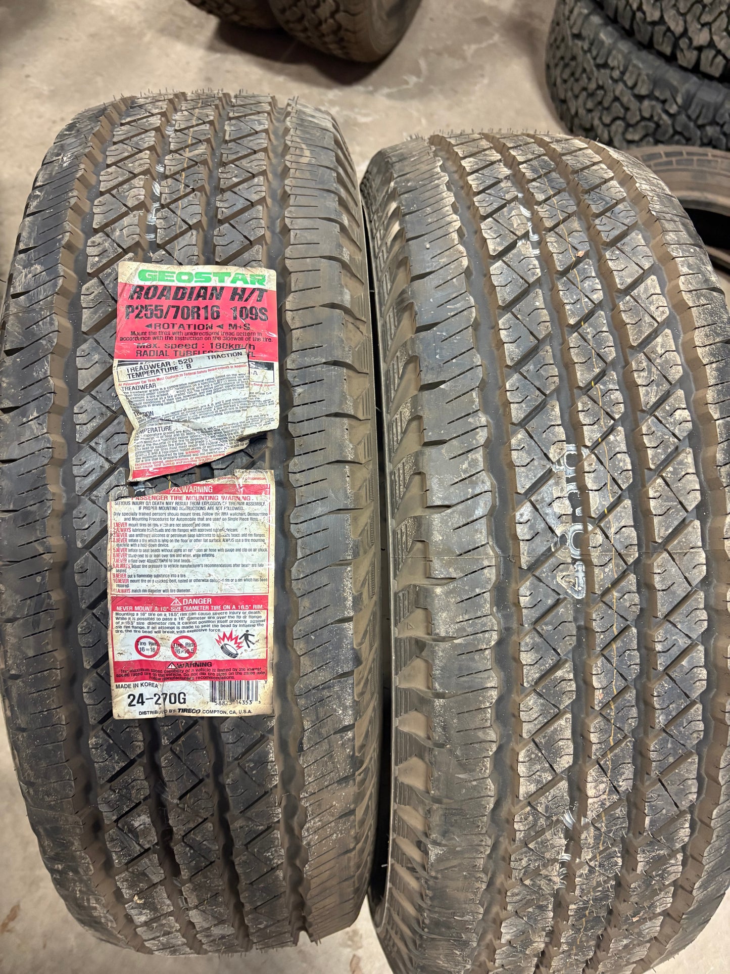 2 pneus d ete neuf 255/70r16 geostar en liquidation