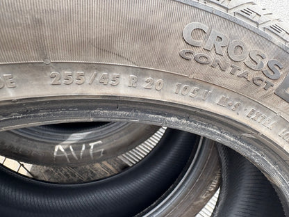 4 pneus d ete 255/45r20 continental en bon etat